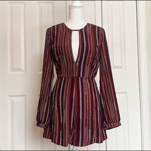 Keyhole Colorful Long Sleeve Romper